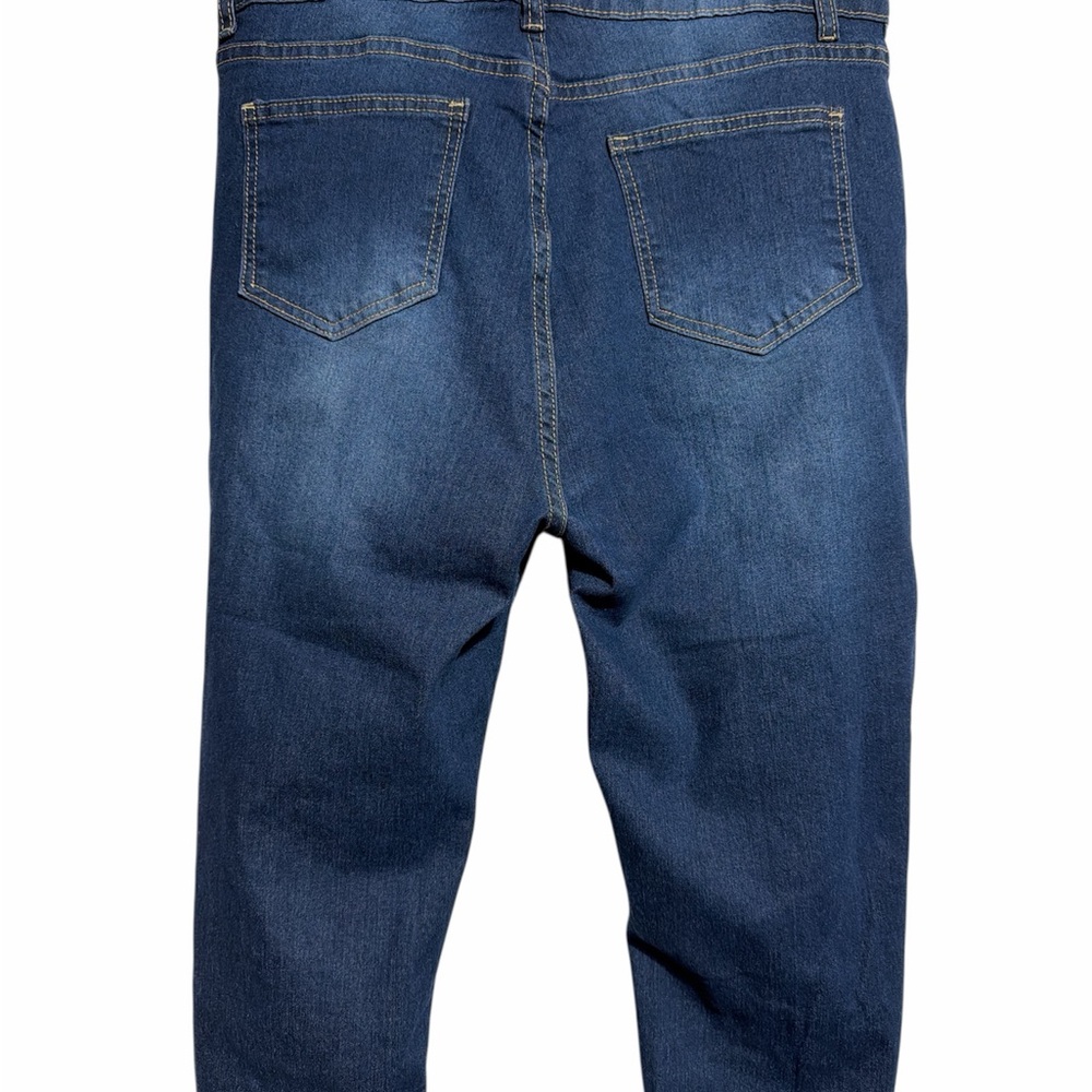 Dark Wash Distressed Button-Fly Capris - Picture 2 of 3